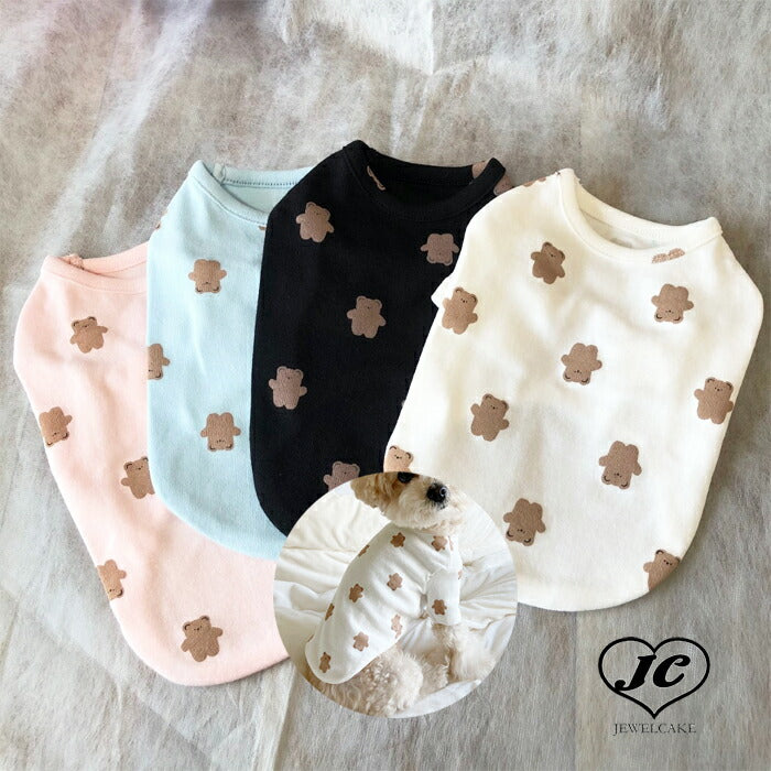 【ドッグウェア】Chic bear tee【犬の服】 パステル くま ベア スウェット ティシャツ 優しいカラー Tシャツ・カットソー