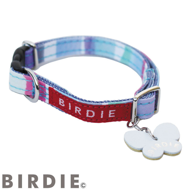 【イエロー/SS】BIRDIE マルチボーダーカラー カラフルなレインボーカラーの首輪 5colorssize 【(バーディ)小型犬用ワンタッチバックル首輪】
