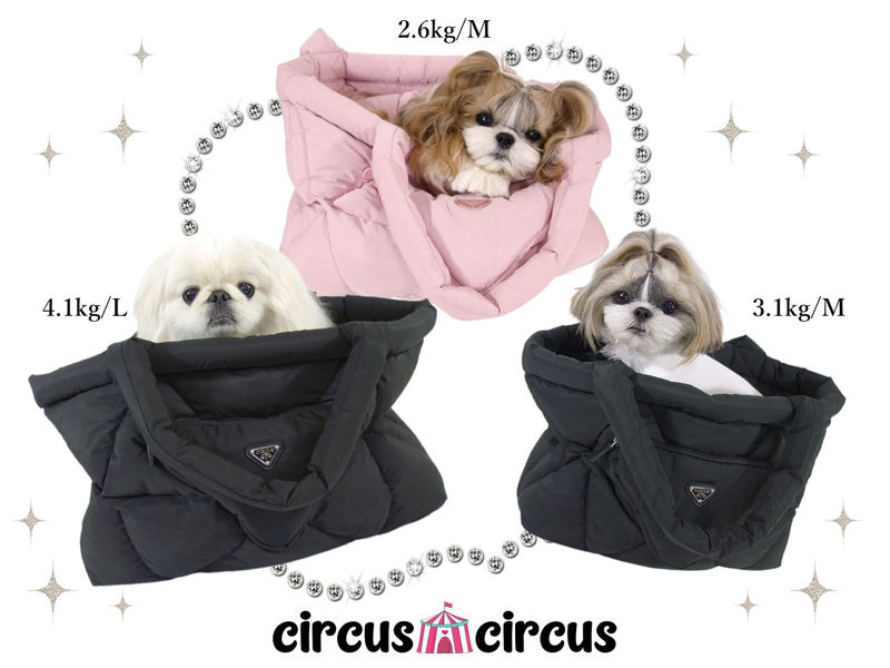 【サイズ:L】Chic Quilting Carry circus circus サーカスサーカス 軽くて丈夫 綿詰めナイロンキルト トートタイプ ママ用 ゴージャス ペット用品 ペットグッズ 犬用品 キャリーバッグ 小型犬 中型犬
