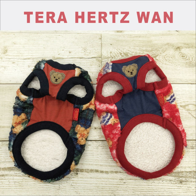 【3L/スノー】トラッドベアタンク テラヘルツワン Coo Couture クークチュール 機能素材 ボア生地 かわいいくまさんの総柄 2柄のタンクトップ 犬服 犬 犬用品 犬服 ドッグウェア 小型犬 中型犬 大型犬