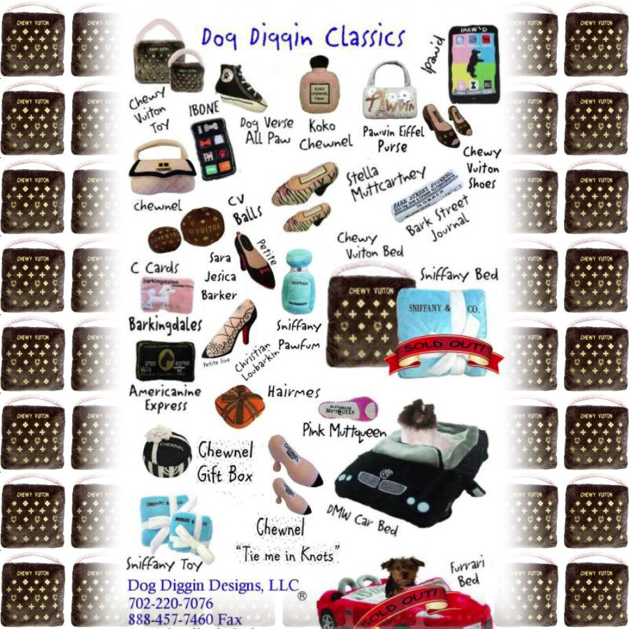 Classic Brown Chewy Vuiton Plush toy Lサイズ ペット用おもちゃ Dog Diggin Designs ぬいぐるみ ペット 犬用品 小型犬 中型犬 インテリア