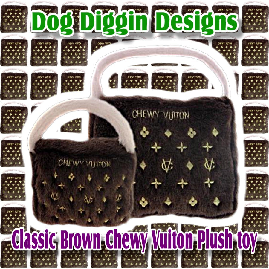 Classic Brown Chewy Vuiton Plush toy Lサイズ ペット用おもちゃ Dog Diggin Designs ぬいぐるみ ペット 犬用品 小型犬 中型犬 インテリア