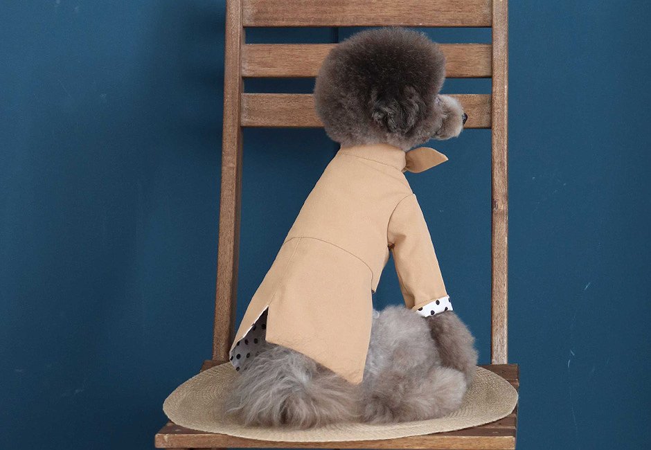 ドットトレンチコート Dot Trench Coat 【小型犬/アウター/ドット/ジャンパー/防寒/トレンチ ジャケット/コート/犬服/ボタン】【犬服 ブランド】