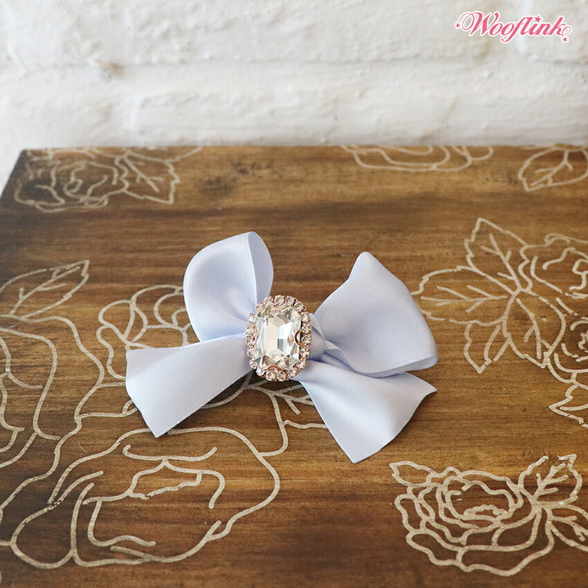 【WOOFLINK】BLUE OLIVIA (ウーフリンク) WOOFLINK【犬 服 小型犬 セレブ バレッタ アクセサリー リボン ビジュー 髪飾り サテン ストーン】【犬服 ブランド】