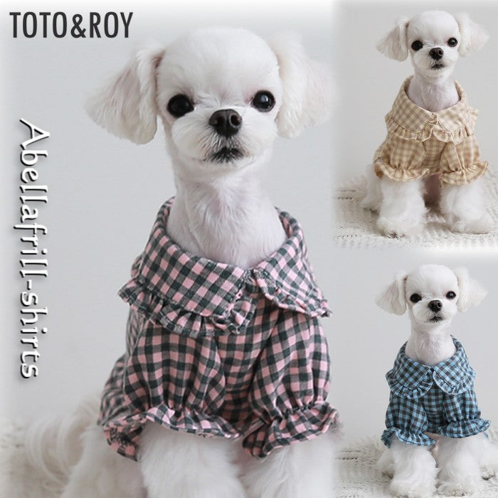 【S~XL】アベーラフリルシャツ TOTO&ROY 春秋物 フリル 犬服 ペット・ペットグッズ 犬用品 小型犬 中型犬