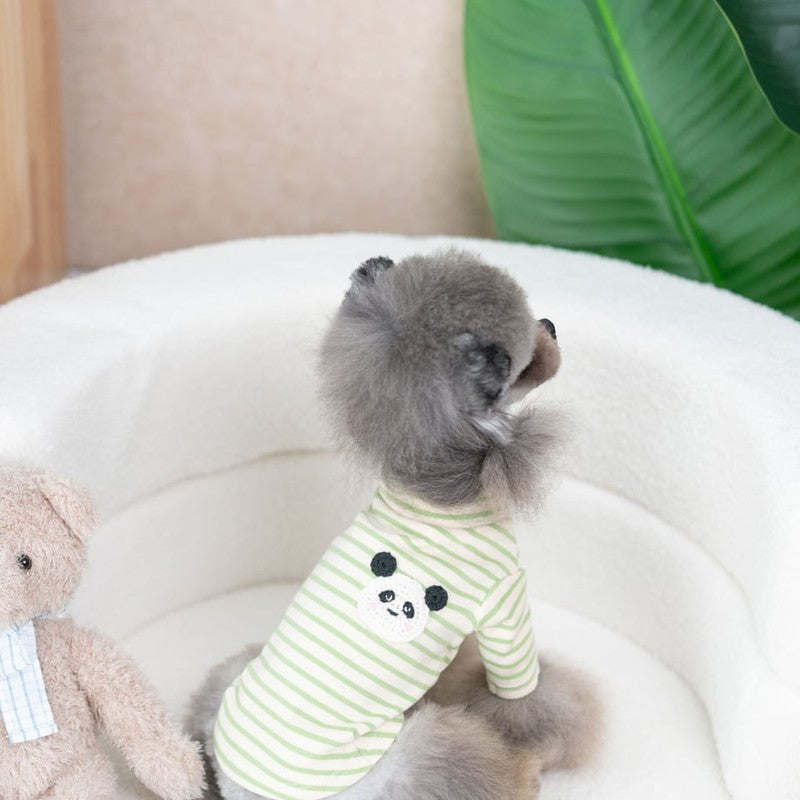 【サイズ:XS/オレンジ袖なし】パンダシャツ 袖無し JUNIOR PIE ジュニアパイ 収縮率が抜群のボーダーシャツ 背中のパンダ模様がとても可愛いです 犬 服 ドッグウェア 犬用品 犬用 小型犬 中型犬