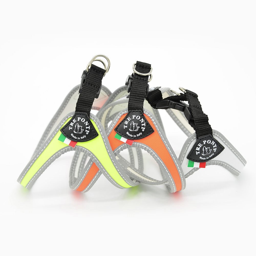 【オレンジ/2.5号】Fibbia FLUO TRE PONTI LTP111 ハーネス (シンプルタイプ) トレポンティ 小型犬 運動 シンプル設計 夜間のウォーキング 軽量 丈夫 ノンアレルギー 耐水性 犬服 ペット・ペットグッズ 犬用品 中型犬