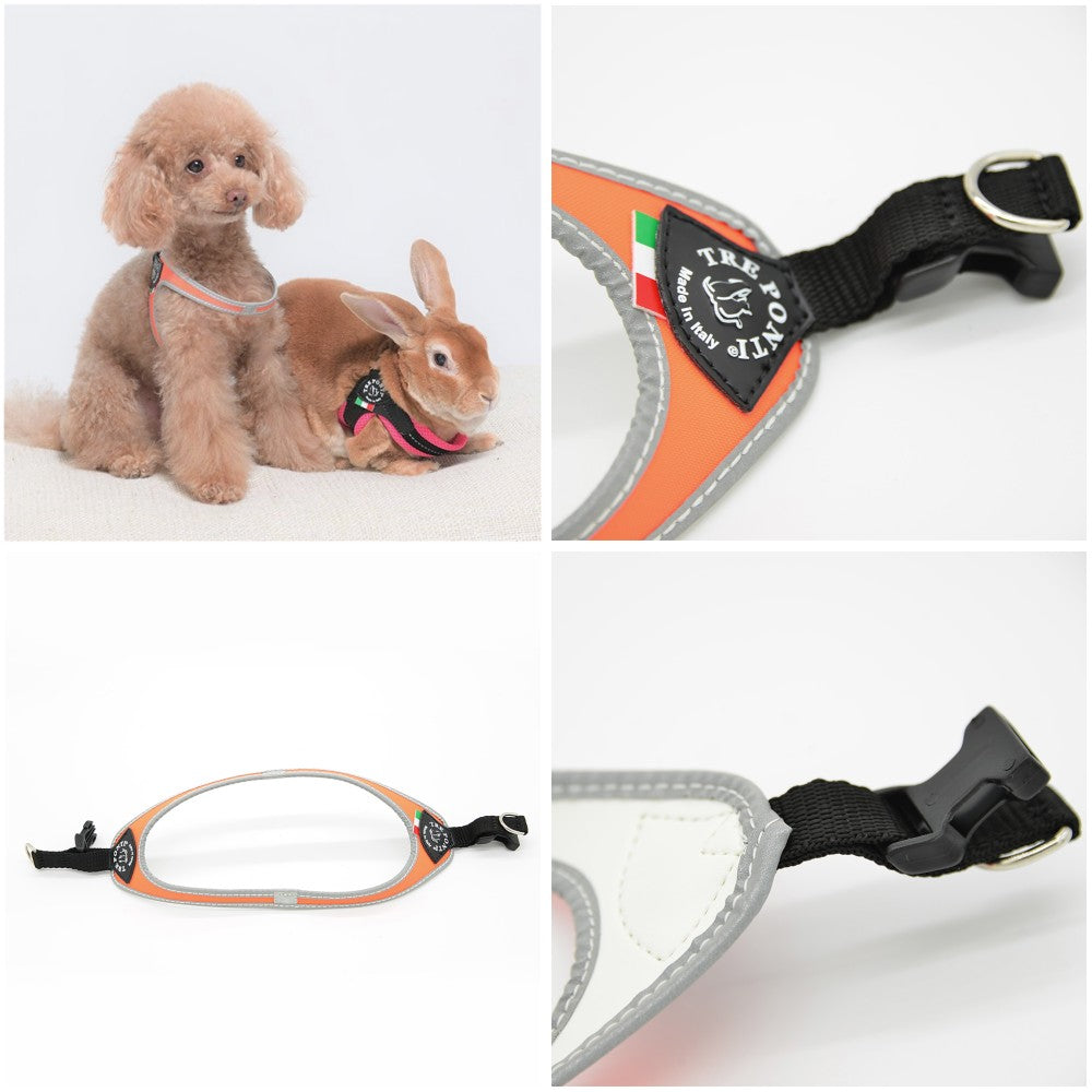 【オレンジ/2.5号】Fibbia FLUO TRE PONTI LTP111 ハーネス (シンプルタイプ) トレポンティ 小型犬 運動 シンプル設計 夜間のウォーキング 軽量 丈夫 ノンアレルギー 耐水性 犬服 ペット・ペットグッズ 犬用品 中型犬