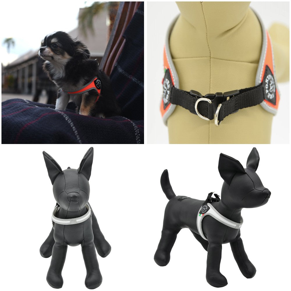 【オレンジ/3号】Fibbia FLUO TRE PONTI LTP111 ハーネス (シンプルタイプ) トレポンティ 小型犬 運動 シンプル設計 夜間のウォーキング 軽量 丈夫 ノンアレルギー 耐水性 犬服 ペット・ペットグッズ 犬用品 中型犬