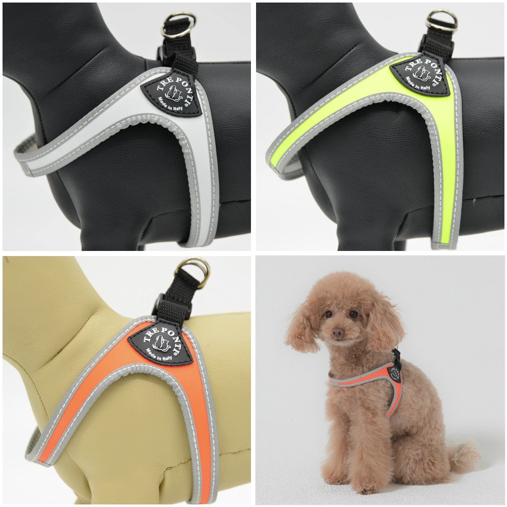 【オレンジ/3号】Fibbia FLUO TRE PONTI LTP111 ハーネス (シンプルタイプ) トレポンティ 小型犬 運動 シンプル設計 夜間のウォーキング 軽量 丈夫 ノンアレルギー 耐水性 犬服 ペット・ペットグッズ 犬用品 中型犬
