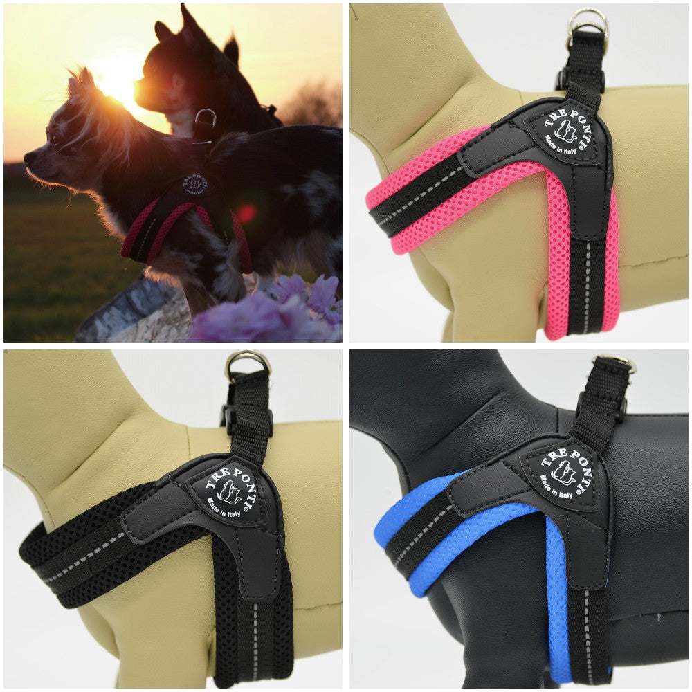 【3号/ブルー】fibbia SOFT MESH TRE PONTI LTP113 | ハーネス (シンプルタイプ) トレポンティ 小型犬 運動 ソフトメッシュ生地 夜間のウォーキング 犬服 ペット・ペットグッズ 犬用品 中型犬【犬服 ブランド】