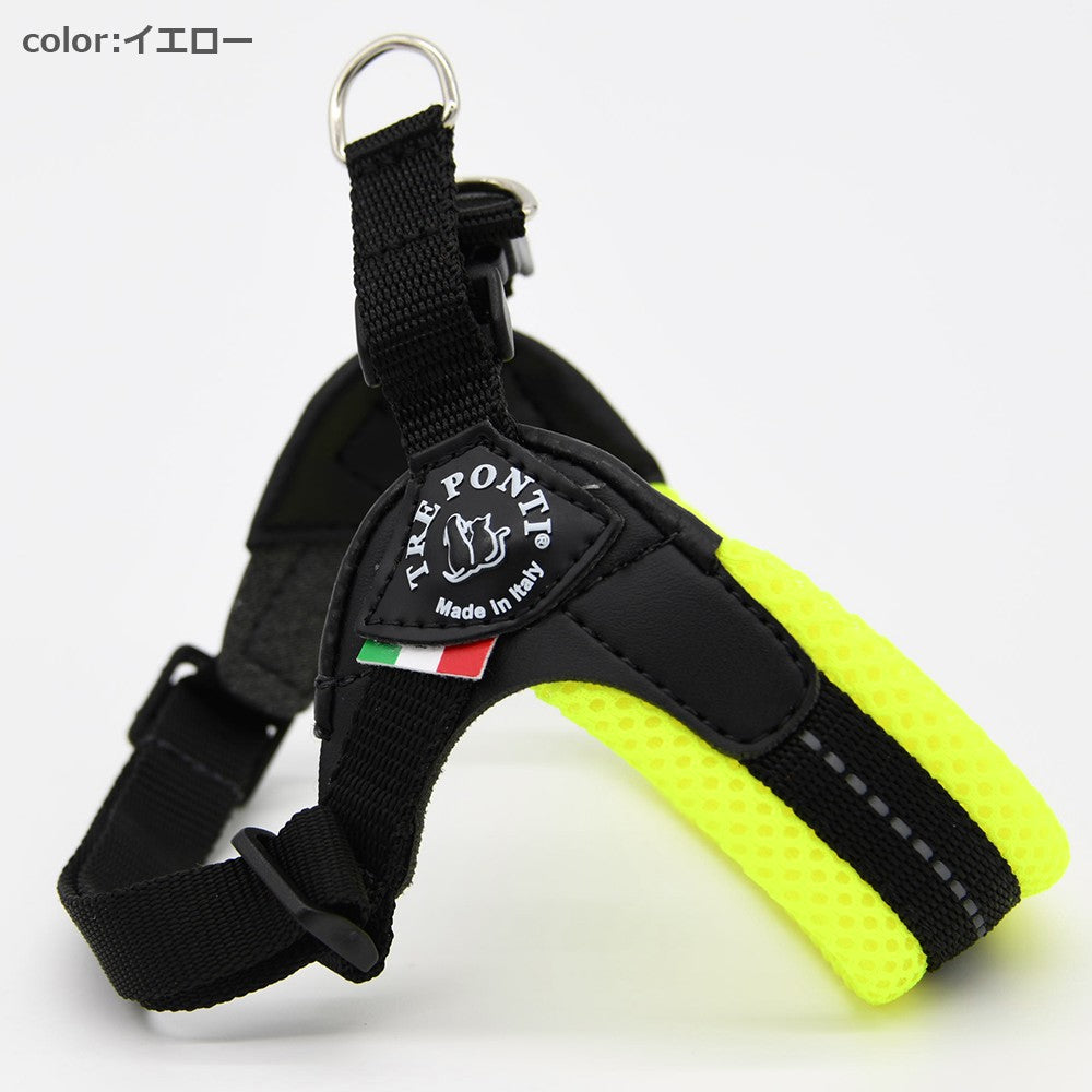 【ブラック/4号】Fibbia adjustable type SOFT MESH TRE PONTI LTP123 ハーネス (アジャスタブルタイプ) トレポンティ 運動 ソフトメッシュ生地 夜間のウォーキング 犬服 ペット・ペットグッズ 犬用品 大型犬 中型犬