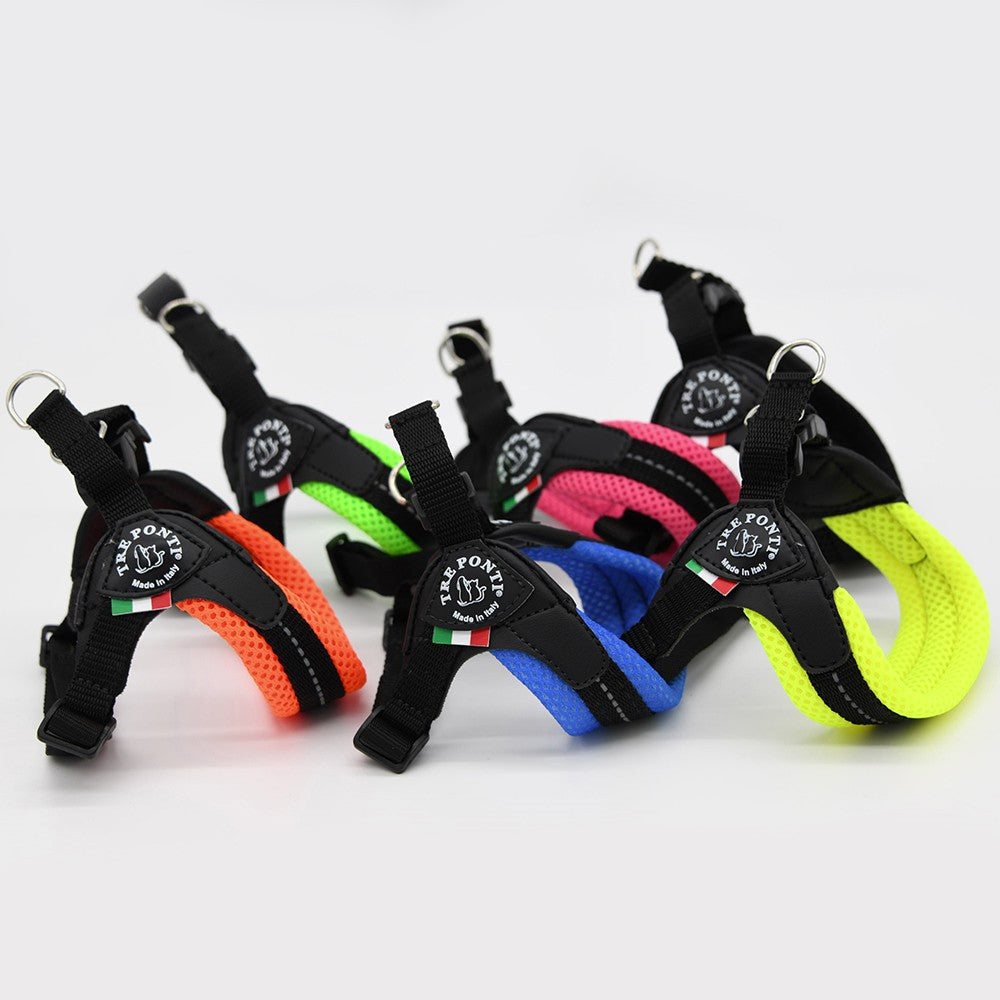 【ブラック/4号】Fibbia adjustable type SOFT MESH TRE PONTI LTP123 ハーネス (アジャスタブルタイプ) トレポンティ 運動 ソフトメッシュ生地 夜間のウォーキング 犬服 ペット・ペットグッズ 犬用品 大型犬 中型犬