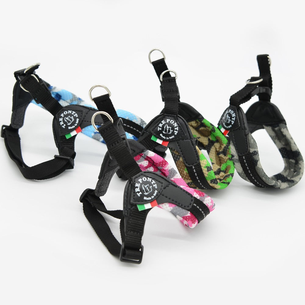 【3号/ピンクカモ】Fibbia adj-type SOFT MESH CAMO TRE PONTI LTX349D2 ハーネス (アジャスタブルタイプ) トレポンティ 運動 ソフトメッシュ生地 夜間のウォーキング 犬服 ペット・ペットグッズ 犬用品 大型犬 中型犬