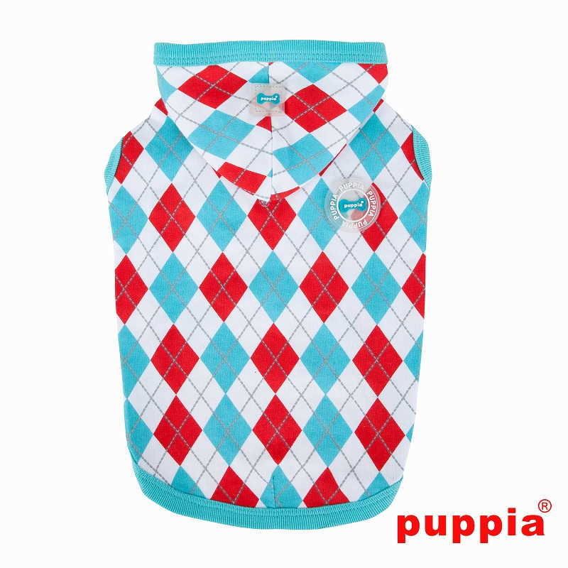 【PUPPIA】(パピア)ARGYLE LATTIC (犬 服 小型犬 コットン トップス アーガイル チェック タンクトップ ノースリーブ フード付き)【犬服 ブランド】