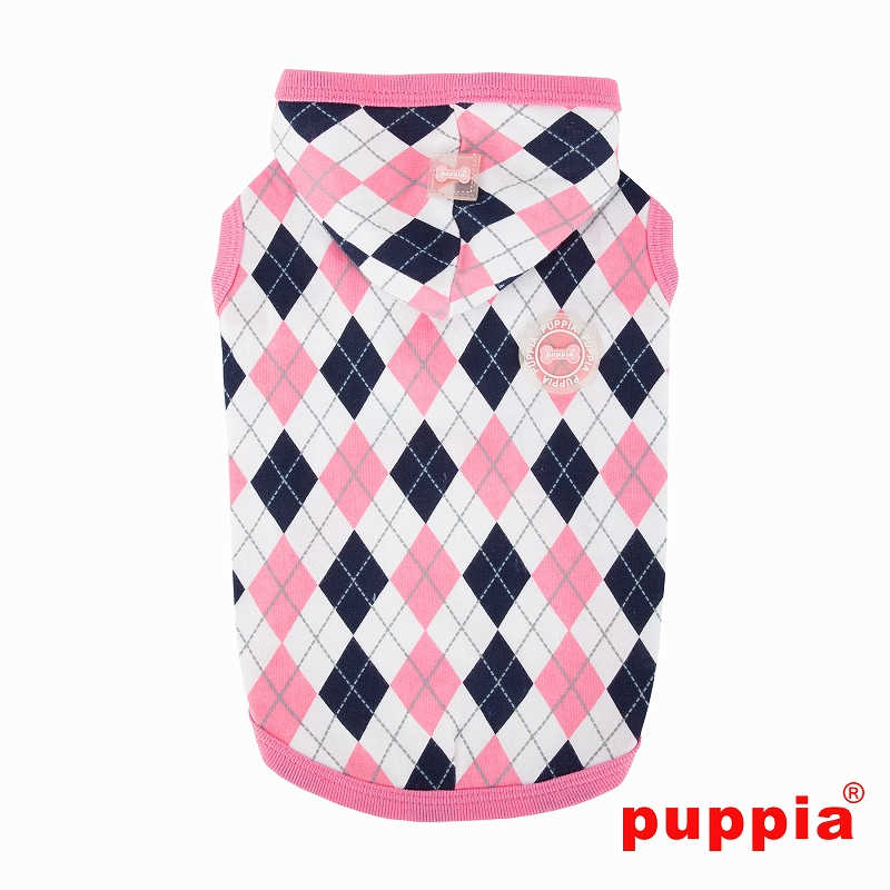 【PUPPIA】(パピア)ARGYLE LATTIC (犬 服 小型犬 コットン トップス アーガイル チェック タンクトップ ノースリーブ フード付き)【犬服 ブランド】