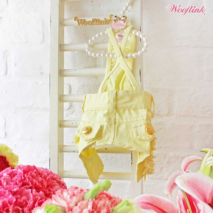 【2号/イエロー】【WOOFLINK】Rufflepastelpants ウーフリンク(小型犬/犬用/フリル/つなぎ/パンツ)【犬服 ブランド】