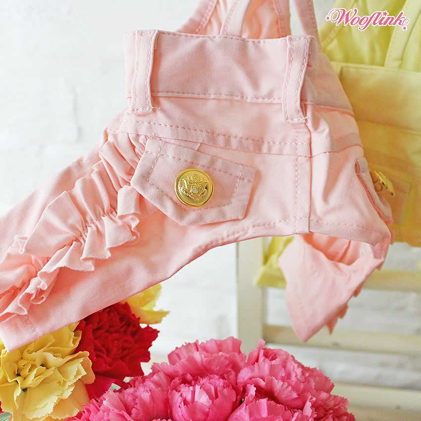 【2号/イエロー】【WOOFLINK】Rufflepastelpants ウーフリンク(小型犬/犬用/フリル/つなぎ/パンツ)【犬服 ブランド】