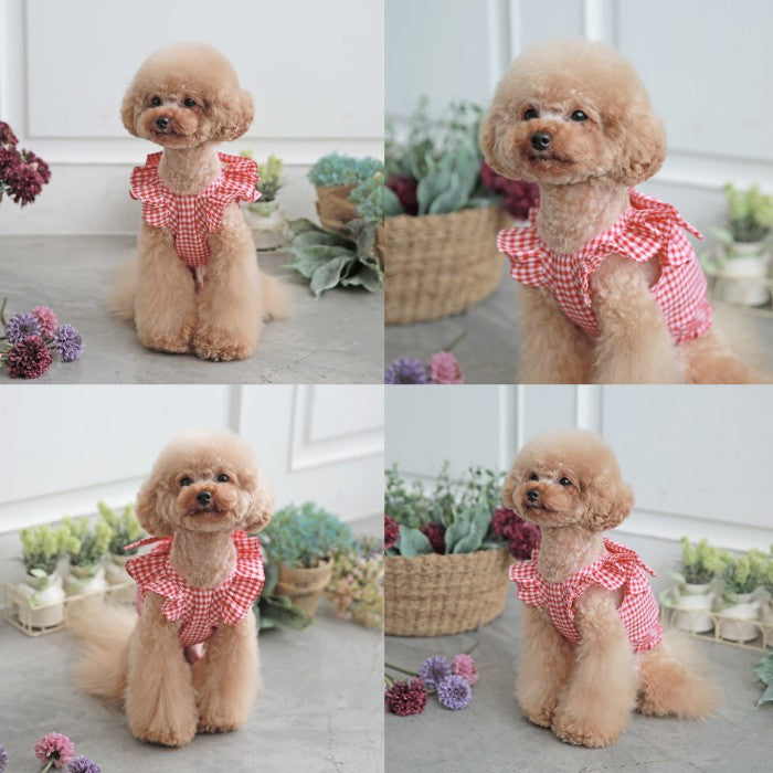 【pink/S】Summer Check Crop Sleeveless サマーチェッククロップ TOTO&ROY トトアンドロイ ペット ペット用品 犬用品 小型犬 中型犬 ドッグウェア 犬服