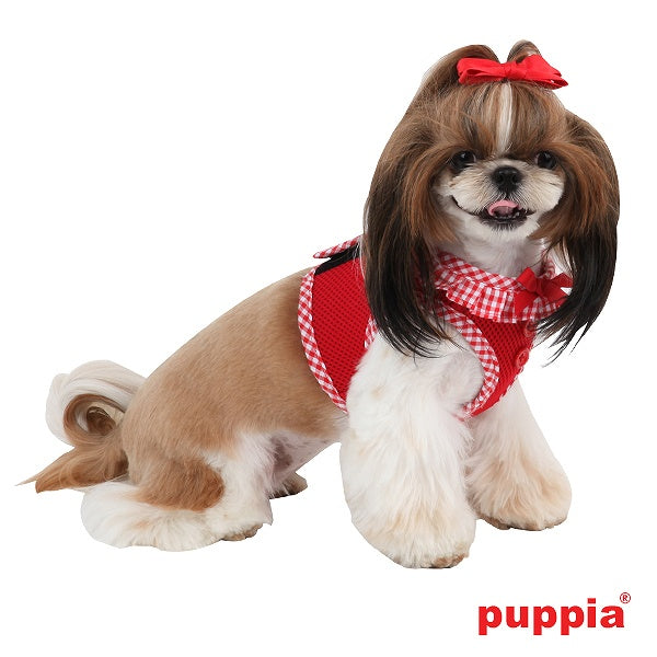 AH860【PUPPIA/パピア】VIVIEN HARNESS B 犬 服/犬用/ソフトハーネス/小型犬/中型犬/大型犬/フリル【犬服 ブランド】ギンガムチェック