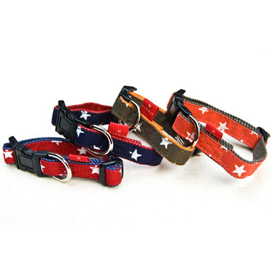 【sizeM】スターデニムフリーカラー 　BIRDIE（バーディ）中型犬ワンタッチバックル首輪