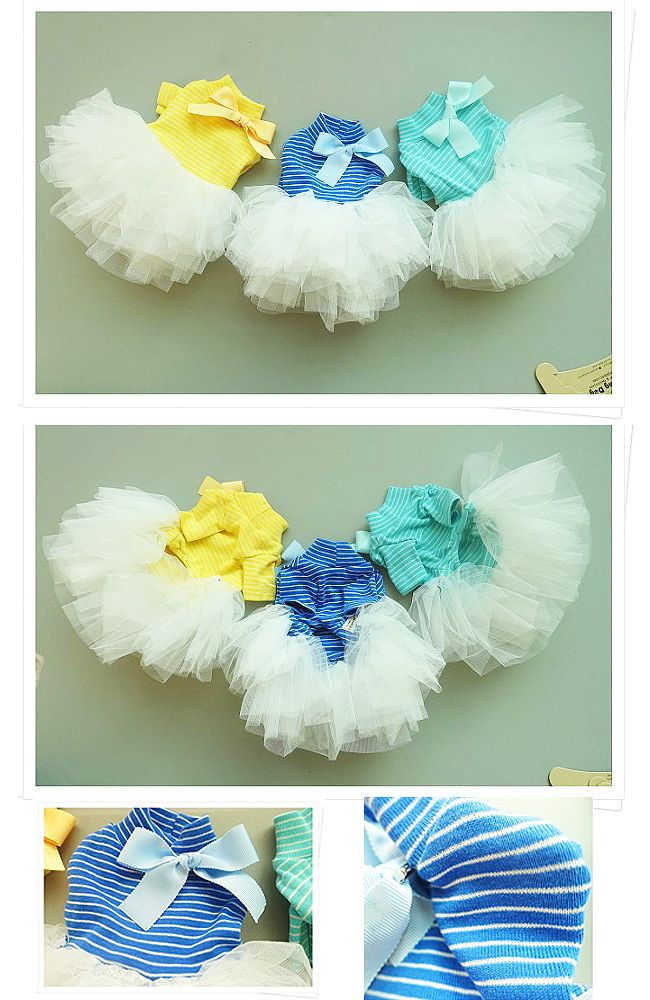 ストライプチュチュワンピース　Stripe tutu onepeace 【小型犬/チュチュ/プリンセス/ボリュームスカート/レース/ワンピース/ ドッグウェア/犬服/スカート/チュール/カラフル】