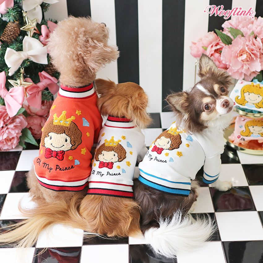 【レッド/1号3号4号][ホワイト/2号】OH MY PRINCE【WOOFLINK】　オー・マイ・プリンス【犬用品　ドッググッズ　犬服　ドッグウェア　中型犬】