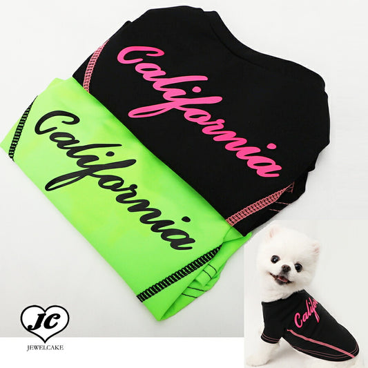 【ドッグウェア】ラッシュガード【犬の服】カリフォルニア　2色 ラッシュガード　犬用　ネオンカラー　マリンスポーツ　日よけ　熱中症対策　海　袖付き
