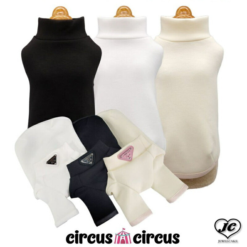 [White/L]Chic T　circus circus　サーカスサーカス　トライアングルプレート　カットソー　バインダー　オシャレ　重ね着　リンクコーデ　ペット用品　ペットグッズ　犬用品　犬服　ドッグウェア　小型犬　中型犬