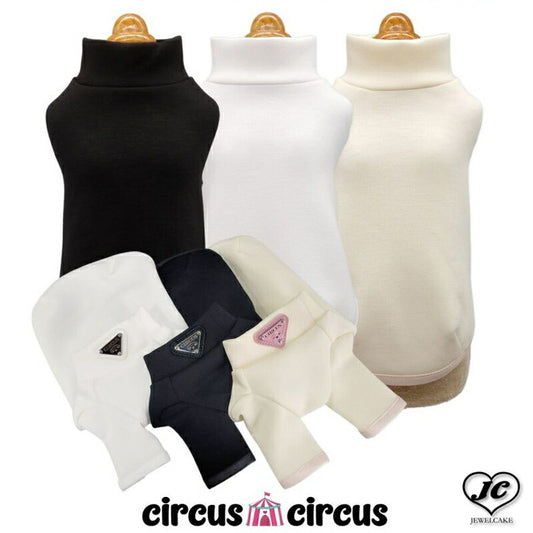 [White/L]Chic T　circus circus　サーカスサーカス　トライアングルプレート　カットソー　バインダー　オシャレ　重ね着　リンクコーデ　ペット用品　ペットグッズ　犬用品　犬服　ドッグウェア　小型犬　中型犬