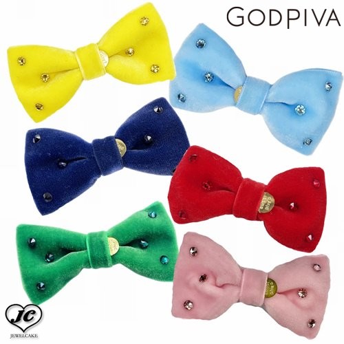 キラキラリボンバレッタ　GODPIVA　ゴッドピヴァ　ベルベットリボン　スワロフスキー　犬　服　ドッグウェア　犬用品　犬用　小型犬　中型犬