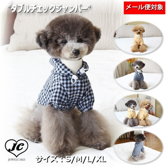 【S～XL】ダブルチェックジャンパー　TOTO&ROY　ふんわり素材　カジュアル　チェック　ルーズなサイズ感　ユニセックスデザイン　犬服　ペット・ペットグッズ　犬用品　大型犬　中型犬【犬服 ブランド】
