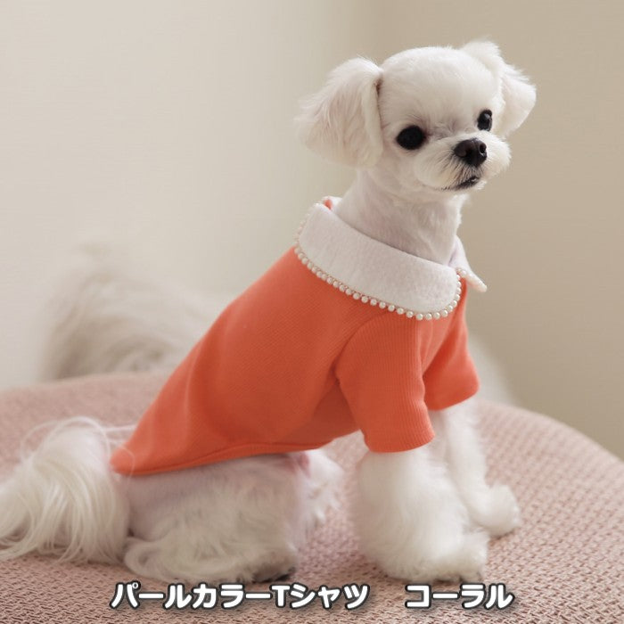 【コーラル/XL】TOTO&ROY　パールカラーTシャツ　春物　Tシャツ　犬服　ペット・ペットグッズ　犬用品　小型犬　中型犬