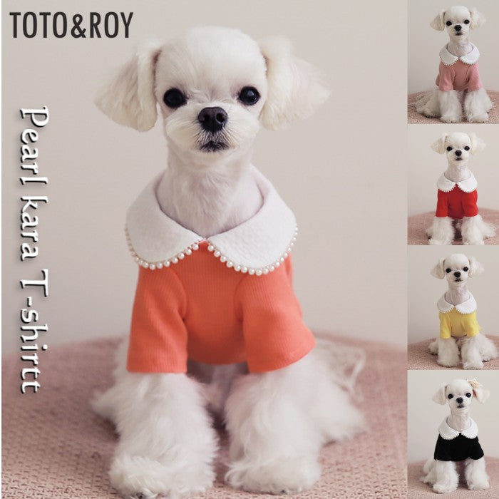 【コーラル/XL】TOTO&ROY　パールカラーTシャツ　春物　Tシャツ　犬服　ペット・ペットグッズ　犬用品　小型犬　中型犬