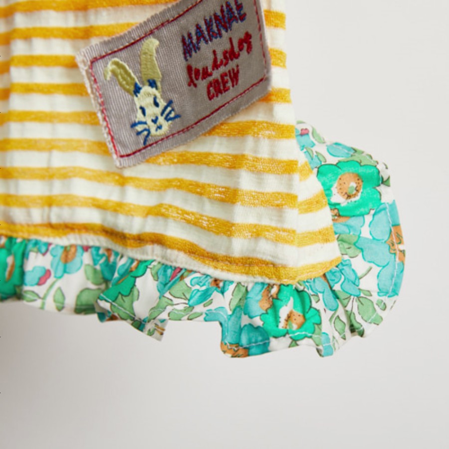 【S/2色】LOUISDOG　Candy Ade Frill Tee　キャンディー・アデ・フリル・Tシャツ　ルイスドッグ　ストライプ柄　フリル　パッチワーク　犬　服　ドッグウェア　ペット　ペット用品　犬用品　小型犬　中型犬　セレブ