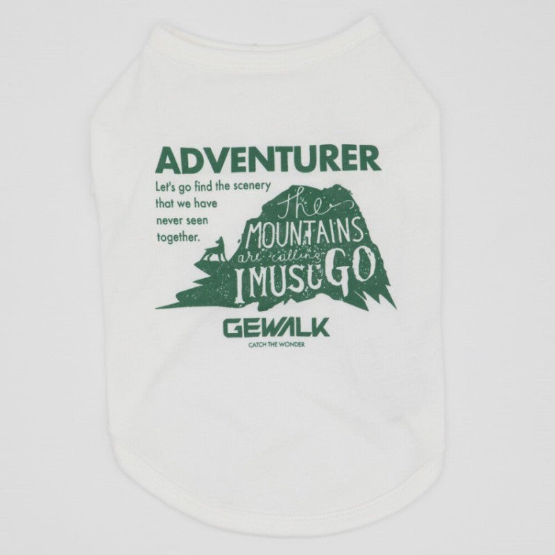【M/カーキ】コットングラフィックスＴシャツ アドベンチャー　GEWALK　ジ・ウォーク　着脱簡単　ベーシックモデル　フィット　サイズバリエーション　お揃いコーデ　犬　犬用品　犬服　ドッグウェア　小型犬　中型犬　大型犬