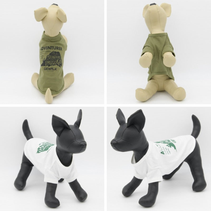 【M/カーキ】コットングラフィックスＴシャツ アドベンチャー　GEWALK　ジ・ウォーク　着脱簡単　ベーシックモデル　フィット　サイズバリエーション　お揃いコーデ　犬　犬用品　犬服　ドッグウェア　小型犬　中型犬　大型犬