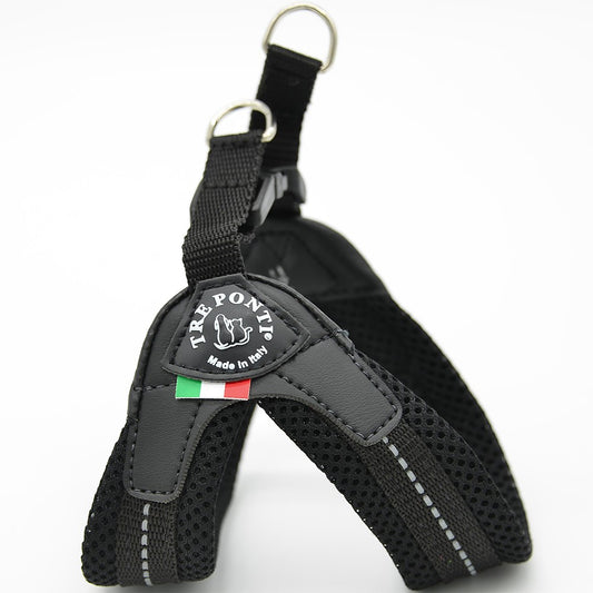 【3号/ブラック】Fibbia SOFT MESH　TRE PONTI LTP113 | ハーネス (シンプルタイプ)　　トレポンティ　小型犬　運動　ソフトメッシュ生地　夜間のウォーキング　犬服　ペット・ペットグッズ　犬用品　中型犬【犬服 ブランド】