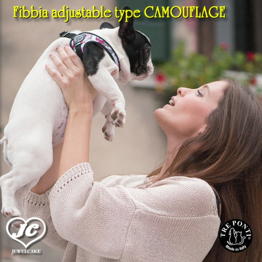 【2～2.5号】Fibbia adjustable type CAMOUFLAGE　TRE PONTI LTP122　ハーネス (アジャスタブルタイプ)　トレポンティ 犬種 運動 軽量 丈夫 ノンアレルギー　耐水性【犬服 ブランド】