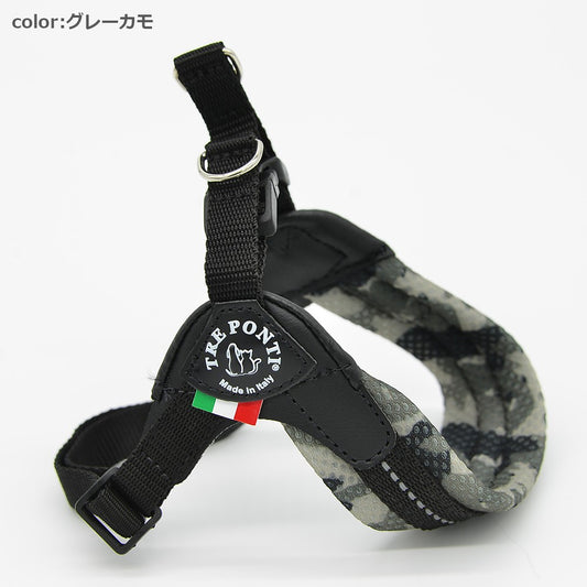 【3号/グレーカモ】Fibbia adj-type SOFT MESH CAMO　TRE PONTI LTX349D2　ハーネス (アジャスタブルタイプ)　トレポンティ　運動　ソフトメッシュ生地　夜間のウォーキング　犬服　ペット・ペットグッズ　犬用品　中型犬