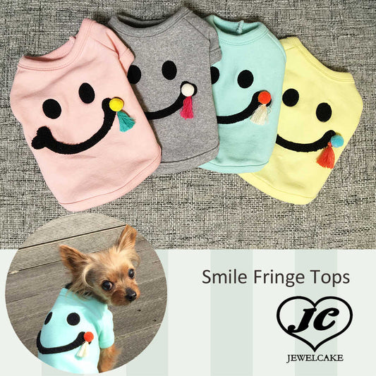 【メール便無料】Smile Fringe Tops【ドッグウェア】【犬の服】 パステル　フリンジ　スウェット　ティシャツ
