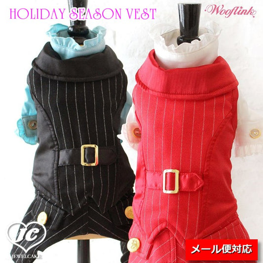 【サイズ:2号】【WOOFLINK】HOLIDAY SEASON VEST　ブラック　ホリデー・シーズン・ベスト【犬用品　ドッググッズ　犬服　ドッグウェア　小型犬】